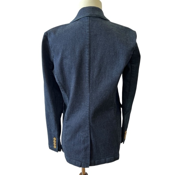 NWT J MCLAUGHLIN BLAZER 2 DENIM COTTON BLD DBL BREASTED DK BLUE CAREER CASUAL - Picture 5 of 12